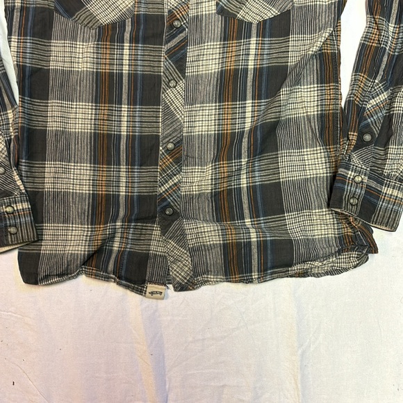 Vans Off The Wall Mens Grey and Blue Plaid Western Button Down Shirt Size Med - Picture 5 of 7